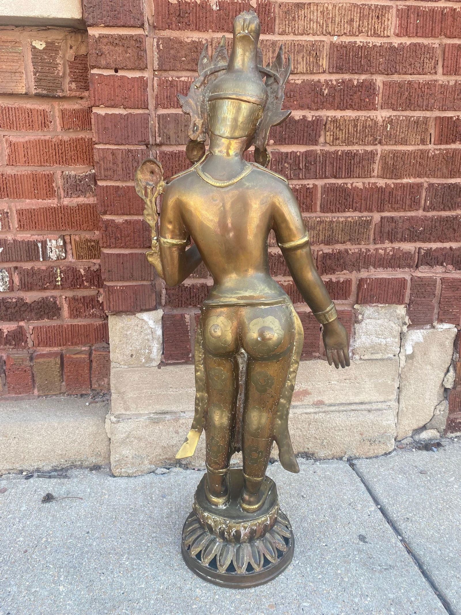 Antique Brass Tibetan Tara Buddhist Goddess Statue - 5