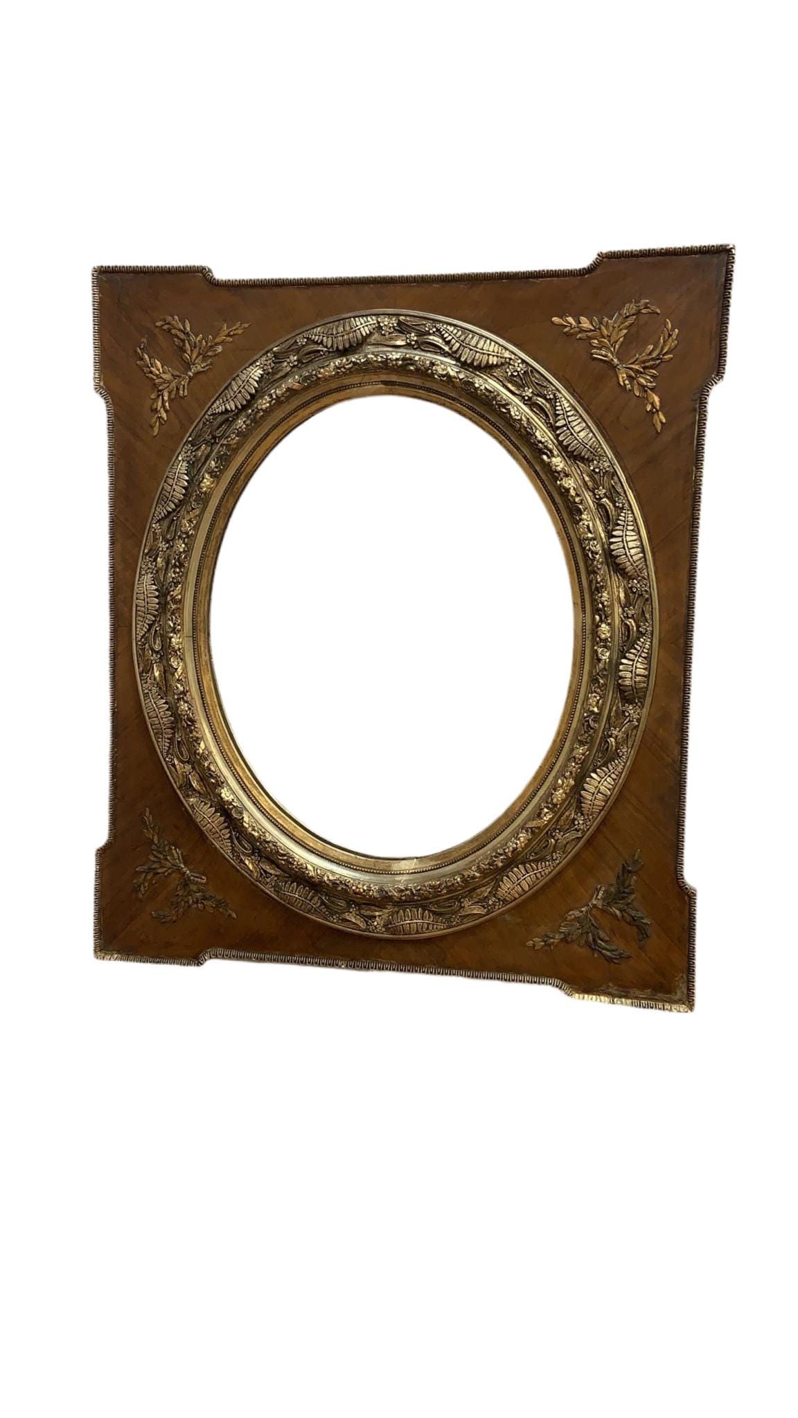 Antique French Napoleon III Caved Gold Gilded Wood Medallion Wall Mirror (1 of 10)