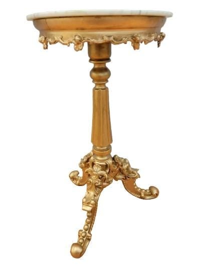 Antique Italian Marble Top Carved Ornate Giltwood Tripod Gueridon - 4