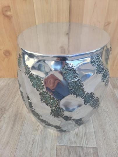 Made Goods Hammered Brass Stool Side Table - 6