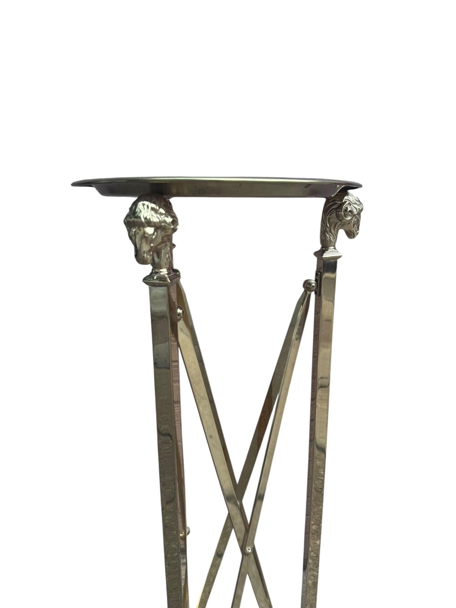 Hollywood Regency Italian Maison Jansen Brass Ram Pedestal Tray Table - 2