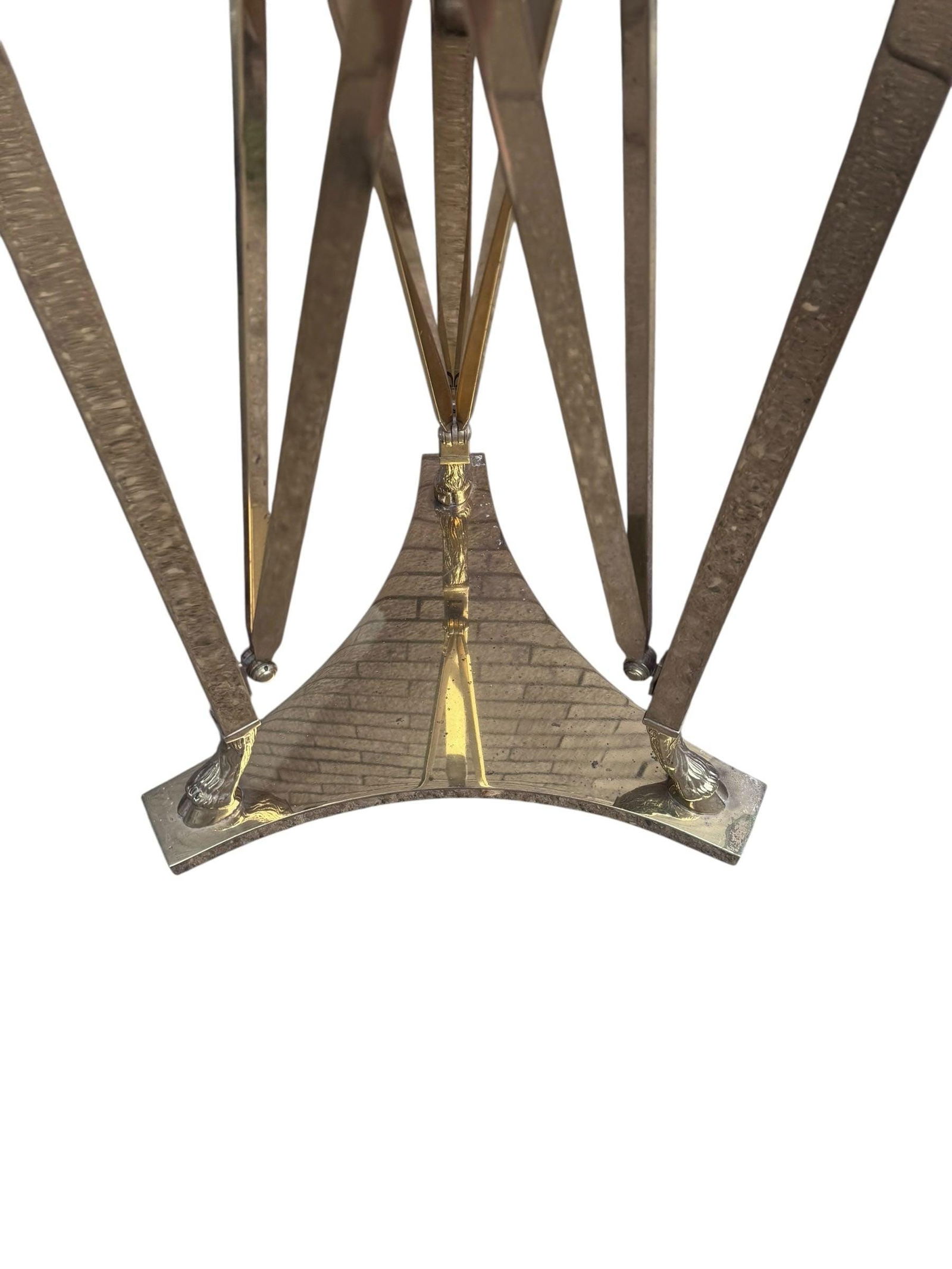 Hollywood Regency Italian Maison Jansen Brass Ram Pedestal Tray Table - 4