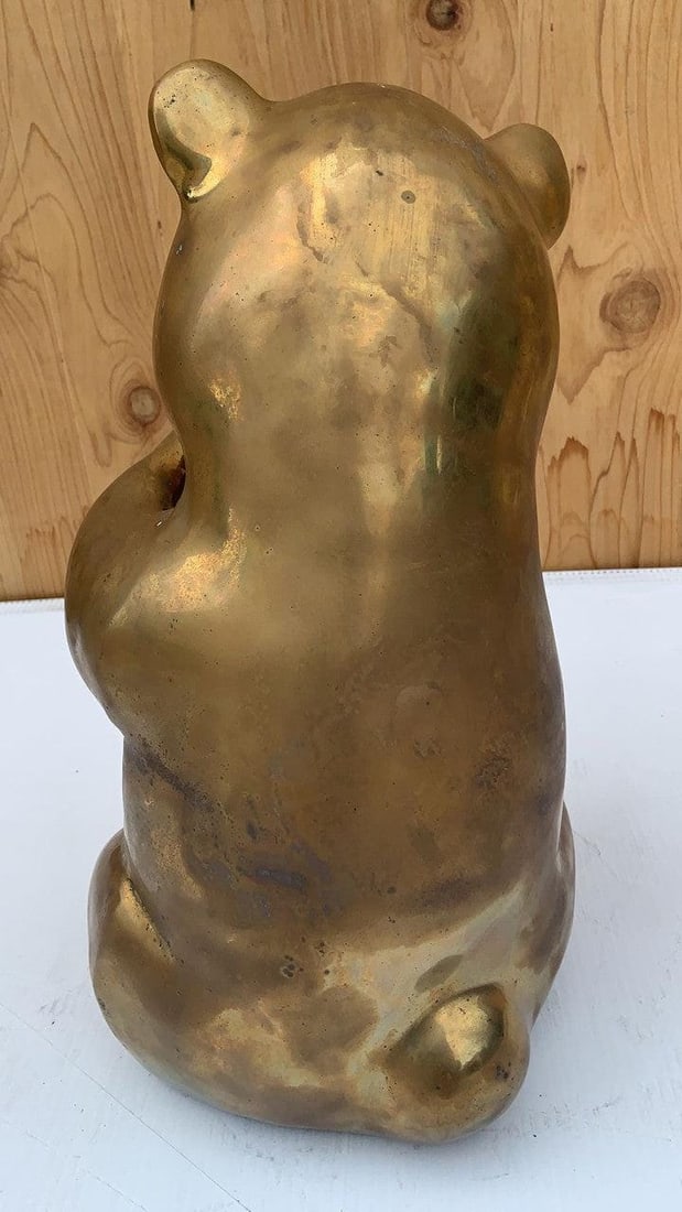 Mid Century Modern Brass Panda Statue Figurine - 3
