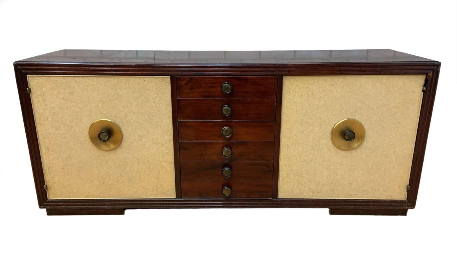Art Deco Paul Frankl for Johnson Furniture Style Mahogany & Cork Sideboard (1 of 10)