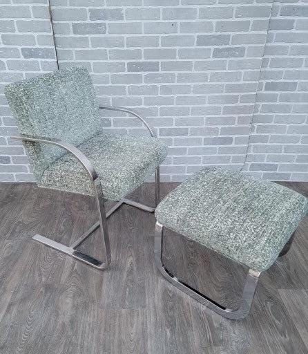 Mid Century Modern Milo Baughman Chrome Chair & Ottoman - 10