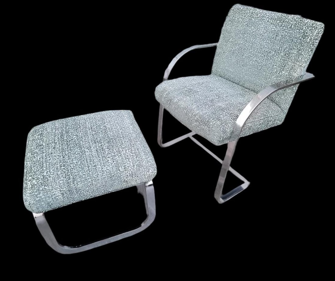 Mid Century Modern Milo Baughman Chrome Chair & Ottoman (1 of 10)
