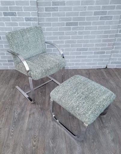 Mid Century Modern Milo Baughman Chrome Chair & Ottoman - 3