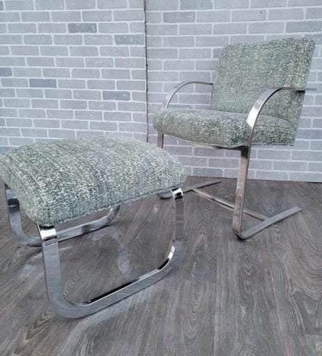 Mid Century Modern Milo Baughman Chrome Chair & Ottoman - 9
