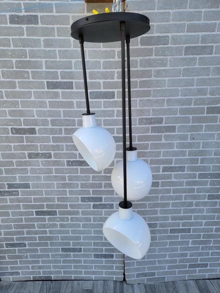 Edendale 9" Angled Opal Hanging 3 Pendant Light Fixture - 8