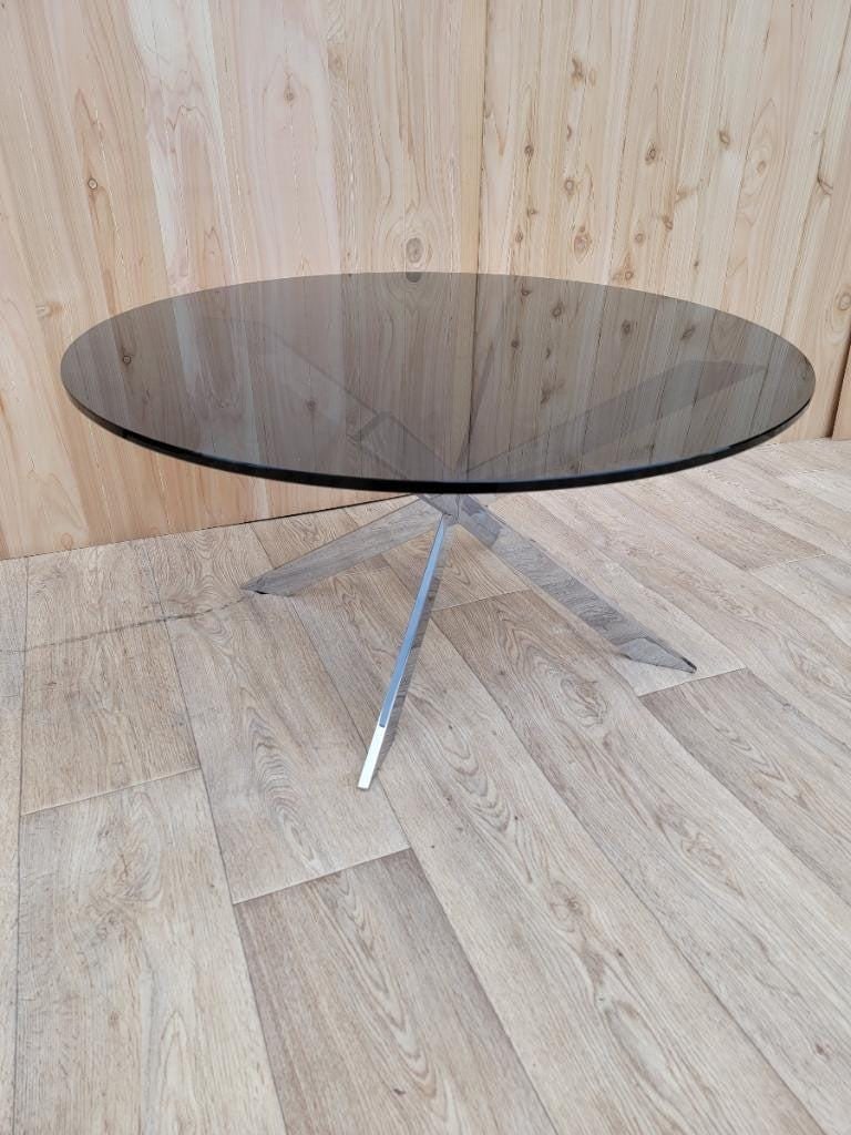 Vintage Pace Collection JAX Chrome Base Round Tinted Glass Top Coffee Table - 2