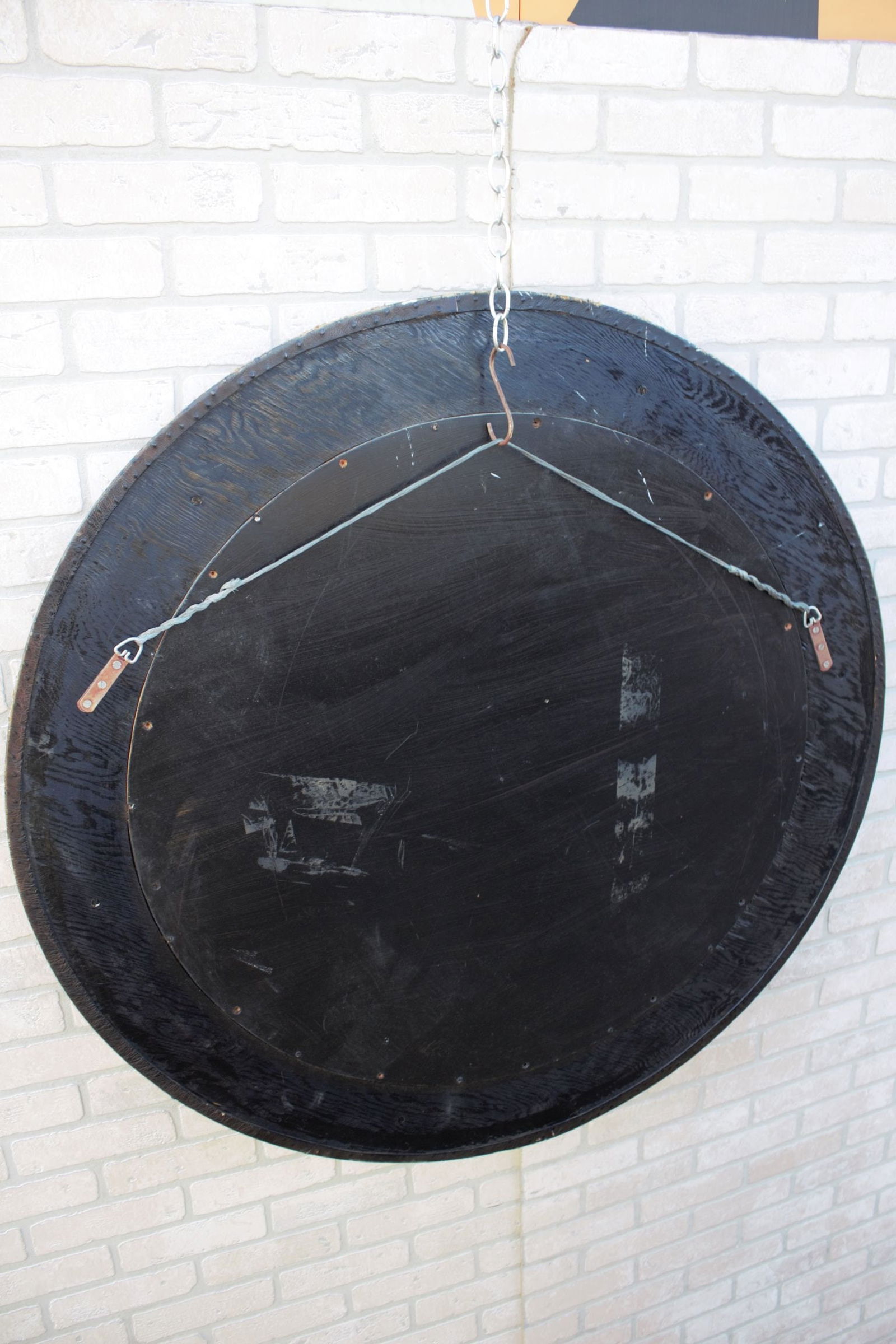 Black Faux Ostrich Leather Framed Wall Mirror - 3