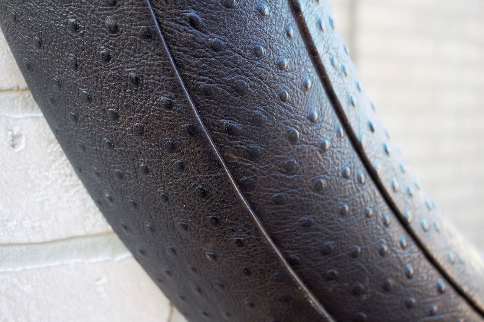 Black Faux Ostrich Leather Framed Wall Mirror - 6