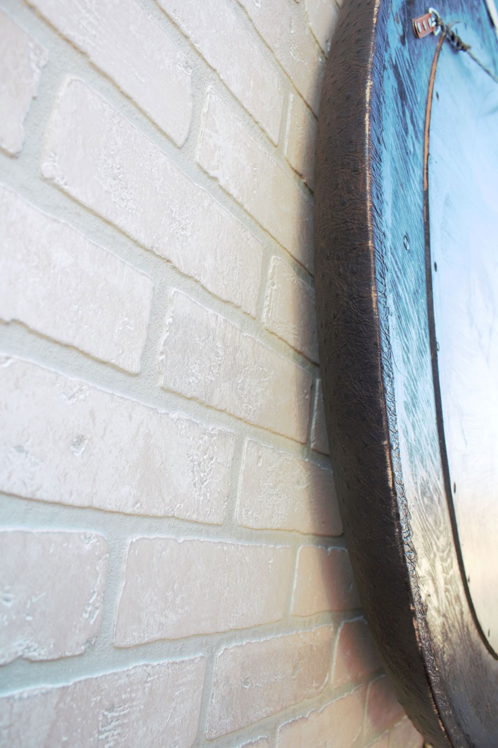 Black Faux Ostrich Leather Framed Wall Mirror - 8