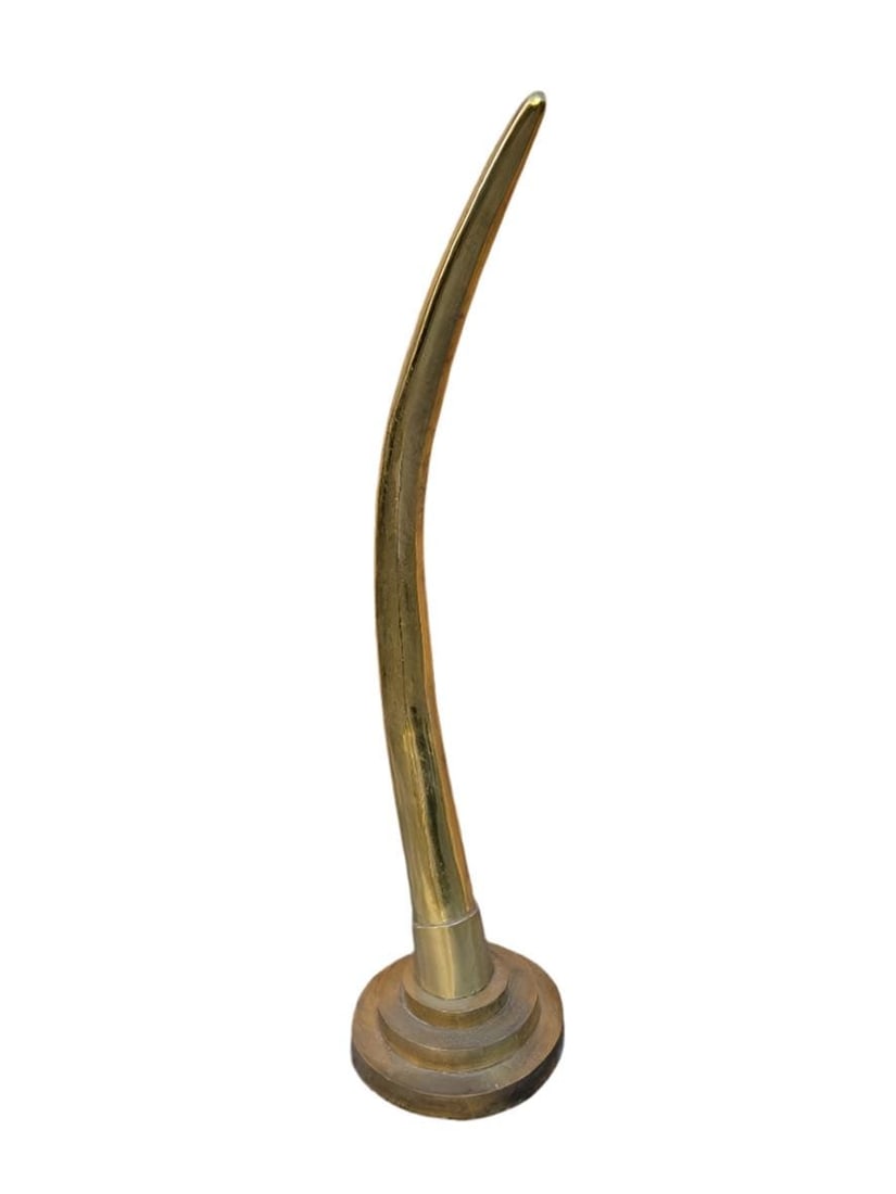 Mid Century Modern Brass Elephant Tusk Horn - 2
