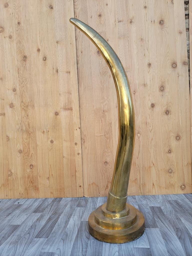 Mid Century Modern Brass Elephant Tusk Horn - 7