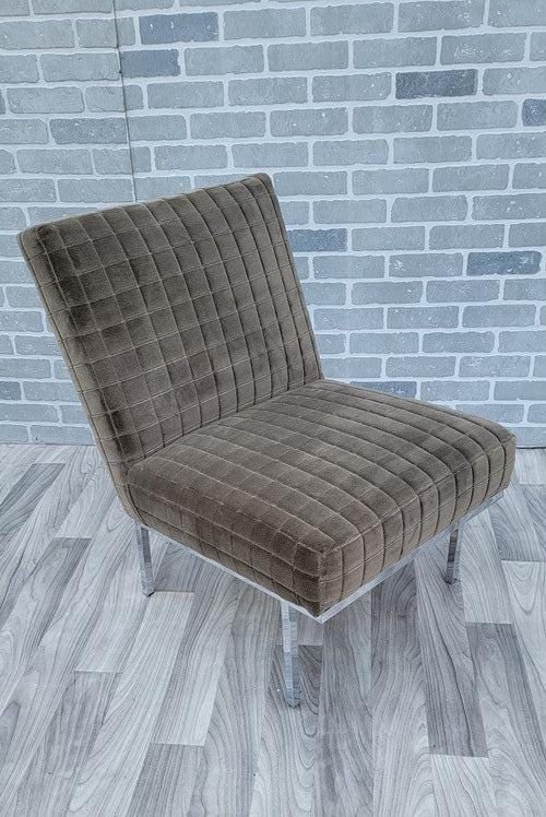 Mid Century Modern Florence Knoll Style Chrome Base Slipper Chair Newly Reupholstered - 2