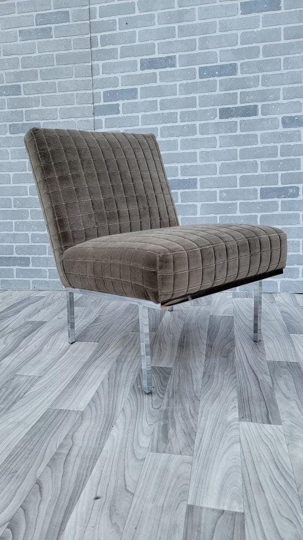 Mid Century Modern Florence Knoll Style Chrome Base Slipper Chair Newly Reupholstered - 3