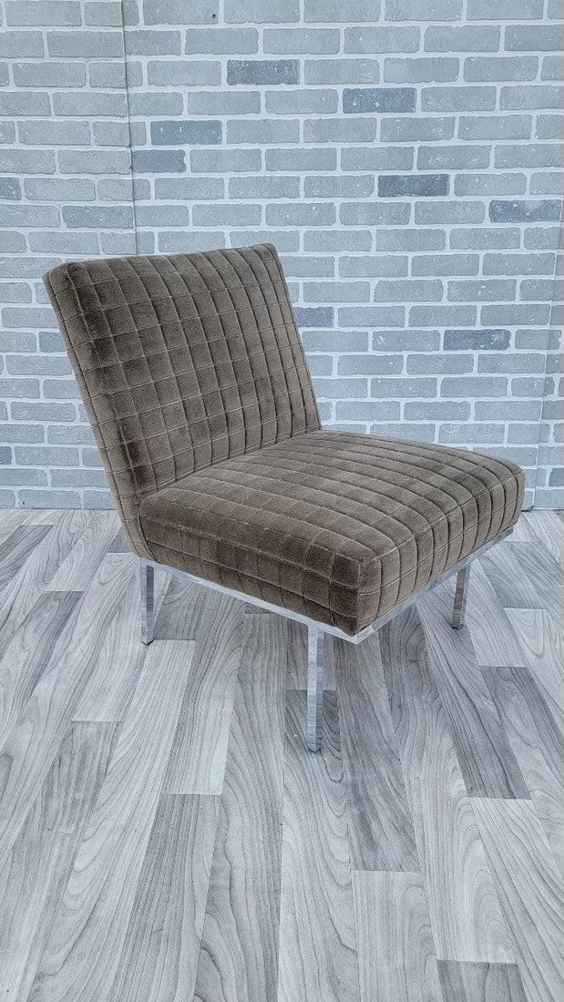 Mid Century Modern Florence Knoll Style Chrome Base Slipper Chair Newly Reupholstered - 6