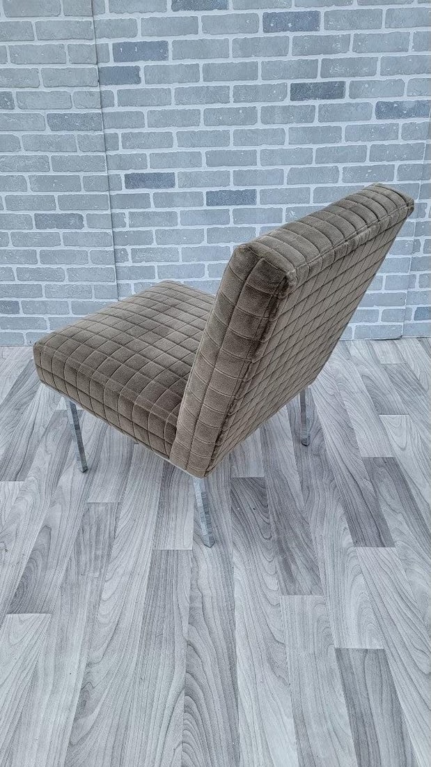 Mid Century Modern Florence Knoll Style Chrome Base Slipper Chair Newly Reupholstered - 8