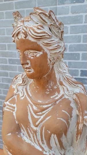 Antique Hellenistic Terra Cotta Statue of Goddess Playing The Harp - 10