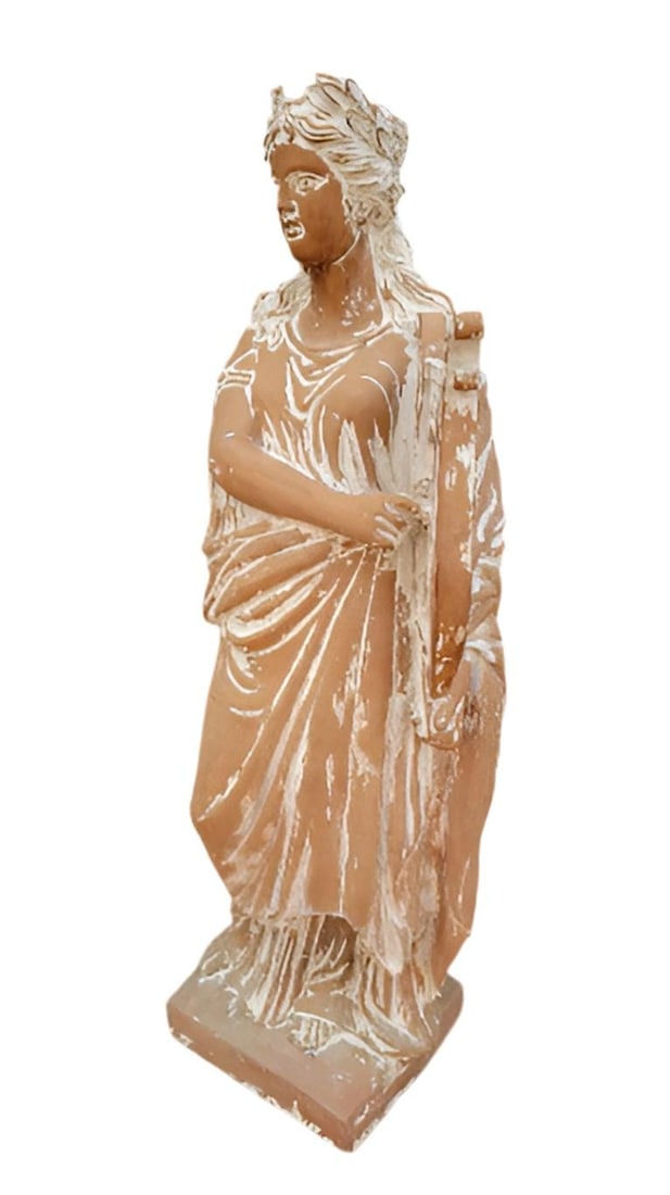 Antique Hellenistic Terra Cotta Statue of Goddess Playing The Harp - 2