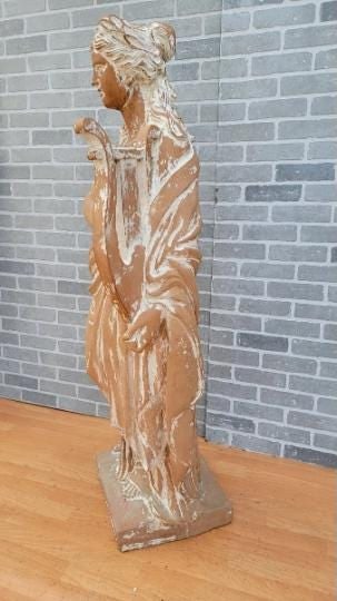 Antique Hellenistic Terra Cotta Statue of Goddess Playing The Harp - 6