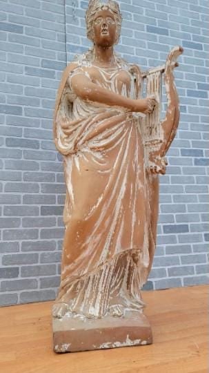 Antique Hellenistic Terra Cotta Statue of Goddess Playing The Harp - 7