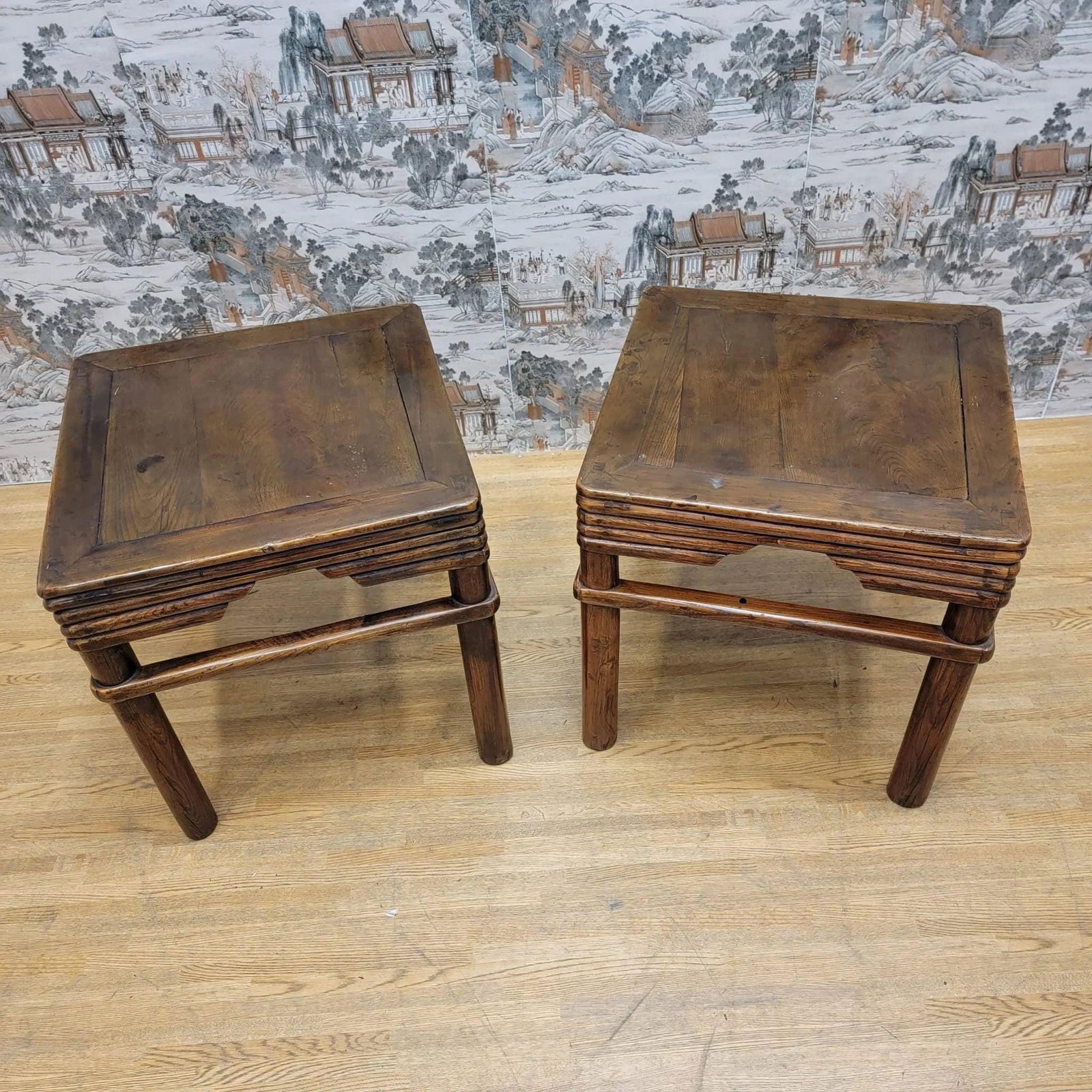 Antique Shanxi Province Pierced Apron Elm Side Table - Pair - 2