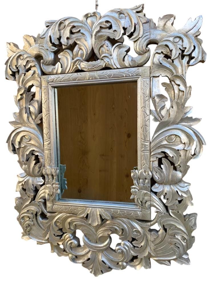 Antique Italian Baroque Style Ornate Carved Wall Mirror (1 of 8)