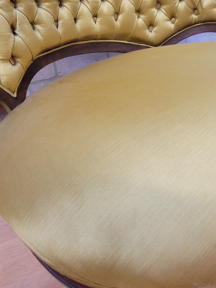 Hollywood Regency Grosfeld House Asymmetrical Tufted Boudoir Chairs - Pair - 8