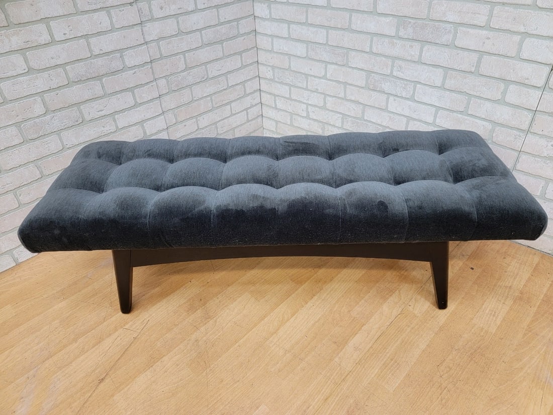 Mid Century Modern Gio Ponti Style Biscuit Tufted Floating Formation Bench Ottoman - 4