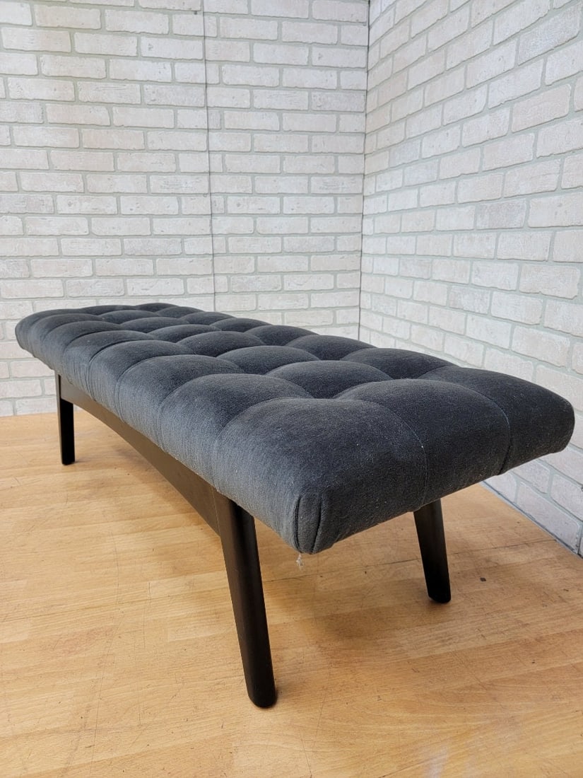 Mid Century Modern Gio Ponti Style Biscuit Tufted Floating Formation Bench Ottoman - 8