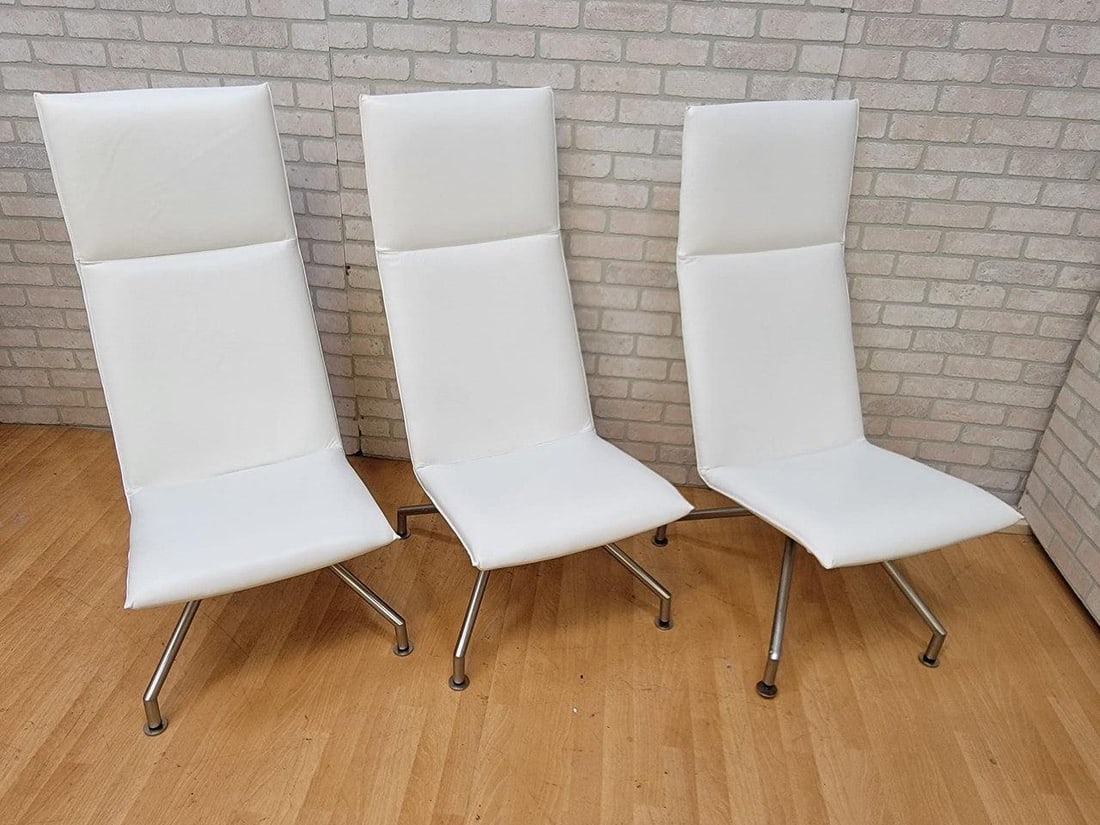 Modern Arne Jacobsen Style Mikasa High Back Lounge Chairs By Davis Furniture - Set of 3 - 6