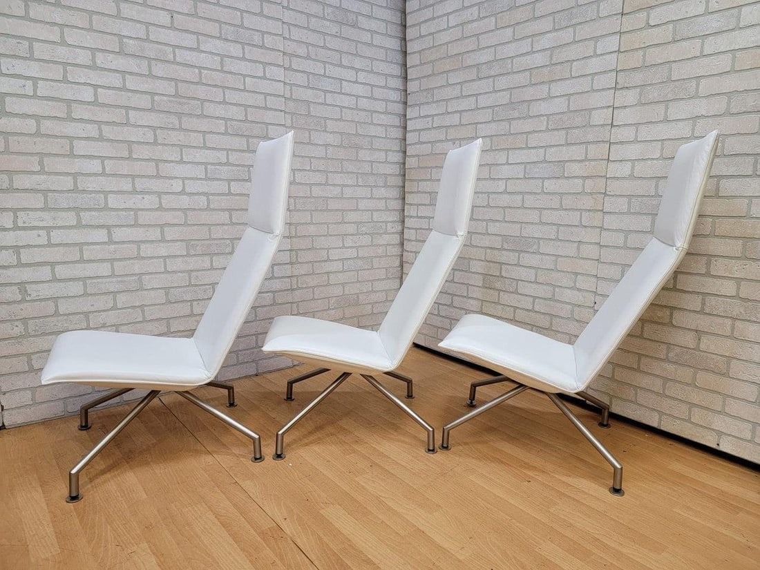Modern Arne Jacobsen Style Mikasa High Back Lounge Chairs By Davis Furniture - Set of 3 - 8