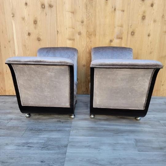 Art Deco Guglielmo Ulrich Style Scuptural Scroll Arm Seat Benches - Pair - 5