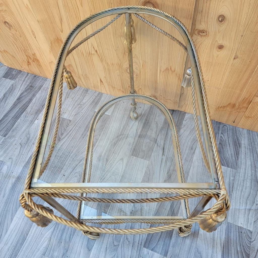 Hollywood Regency Italian Gilt Rope & Tassle Drinks Trolley Bar Cart - 10