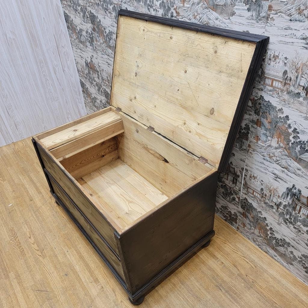 Antique Hand Painted Pine Chest for Storage - 2