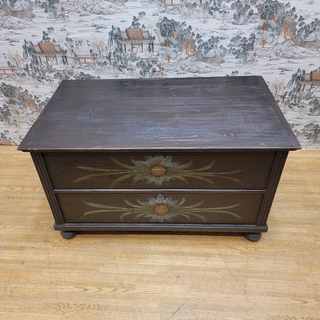 Antique Hand Painted Pine Chest for Storage - 3