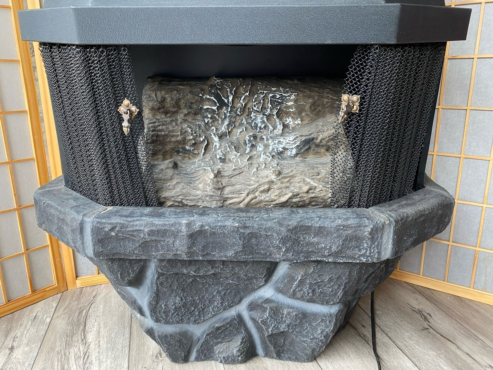 Mid Century Modern Sears Roebuck Electric Fireplace Space Heater in Crinkle Black - 5