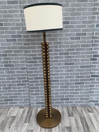 Modern Brass Textured Tower Floor Lamp with Shade (1 of 7)