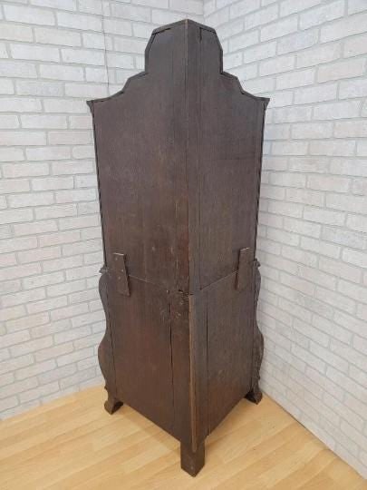 Antique Rare Dutch Walnut Inlaid Marquetry Corner Display Cabinet - 10