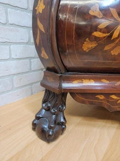 Antique Rare Dutch Walnut Inlaid Marquetry Corner Display Cabinet - 6