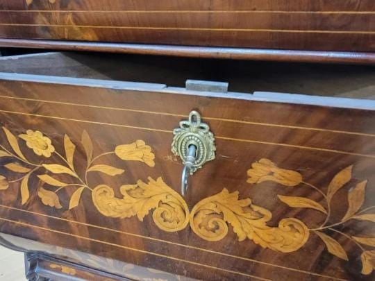 Antique Rare Dutch Walnut Inlaid Marquetry Corner Display Cabinet - 8