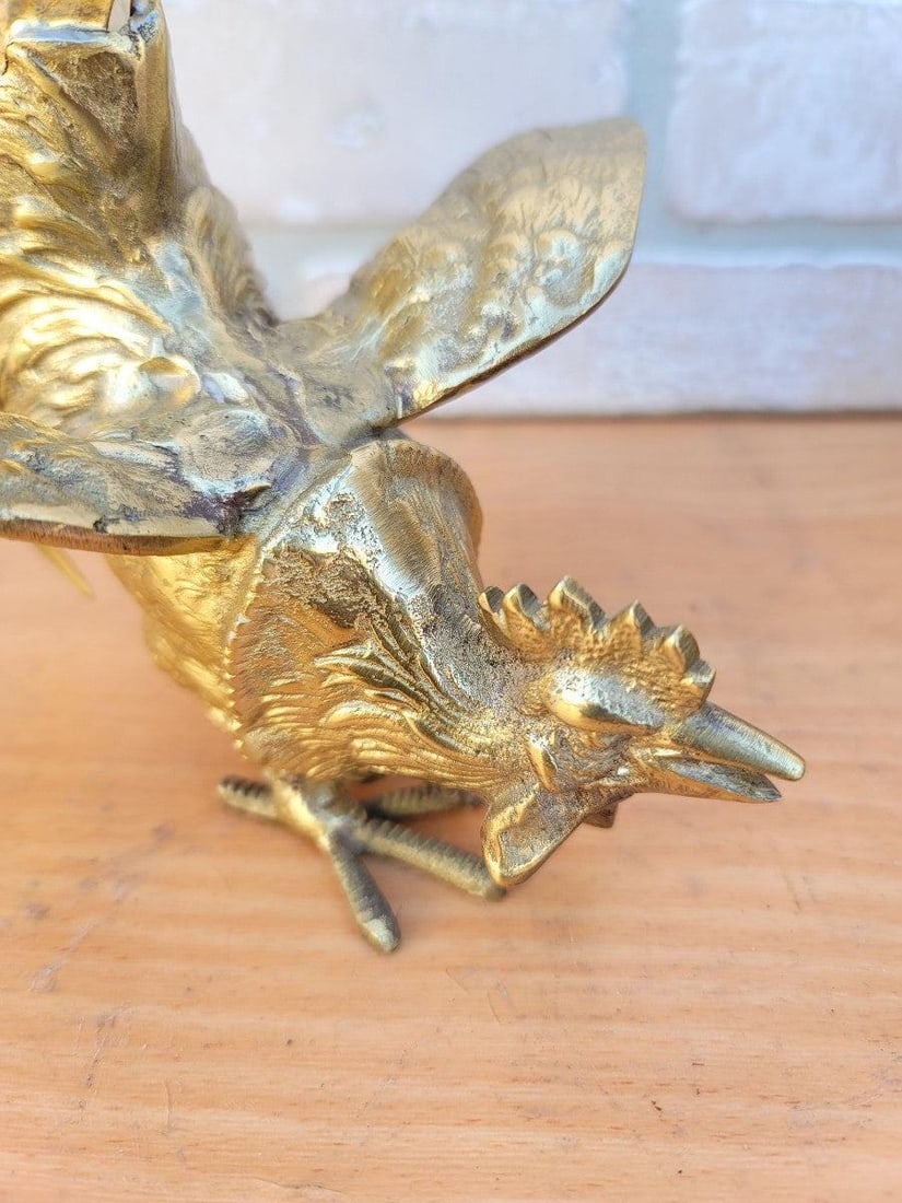 Vintage Fighting Roosters, Book Ends, Sculptural Pieces - Set of 2 - 6
