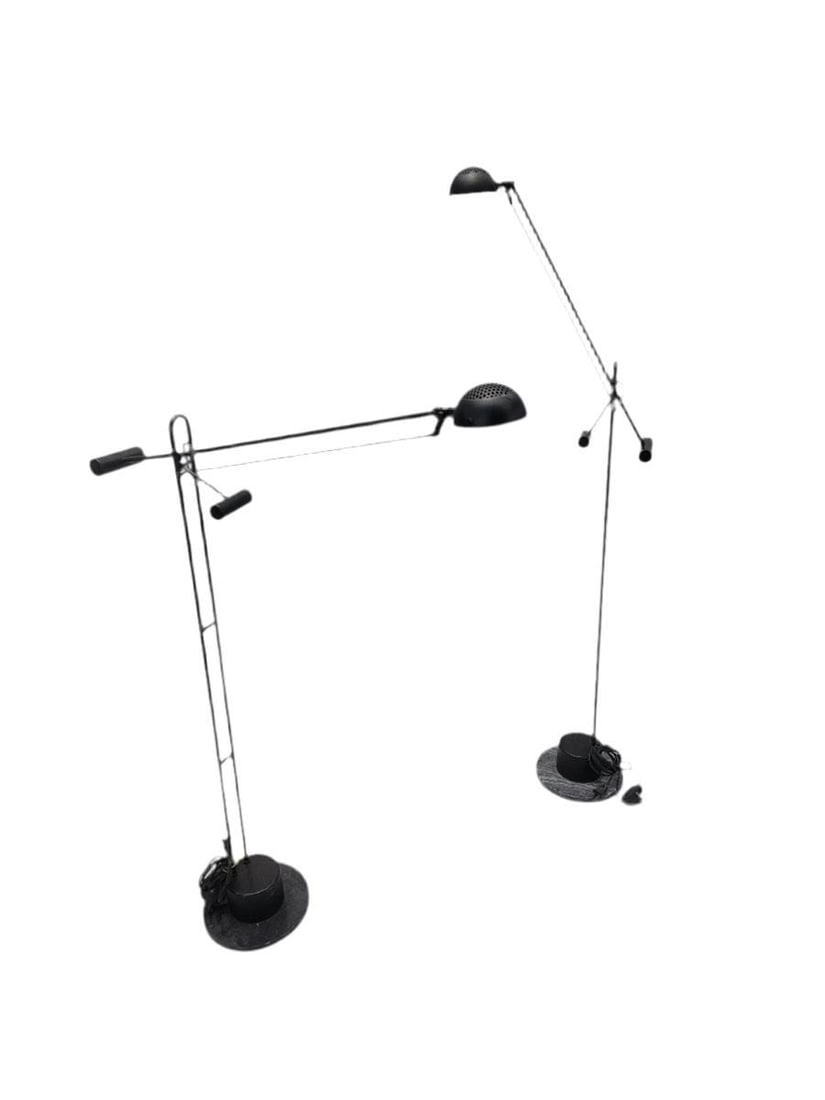 Vintage Postmodern Crane Form Floor Lamps - Pair: Title: Vintage Postmodern Crane Form Floor Lamps - Pair Description: Vintage Postmodern Crane Form Floor Lamps in the Style of Robert Sonneman - PairEnhance your living space with these exquisite Vint