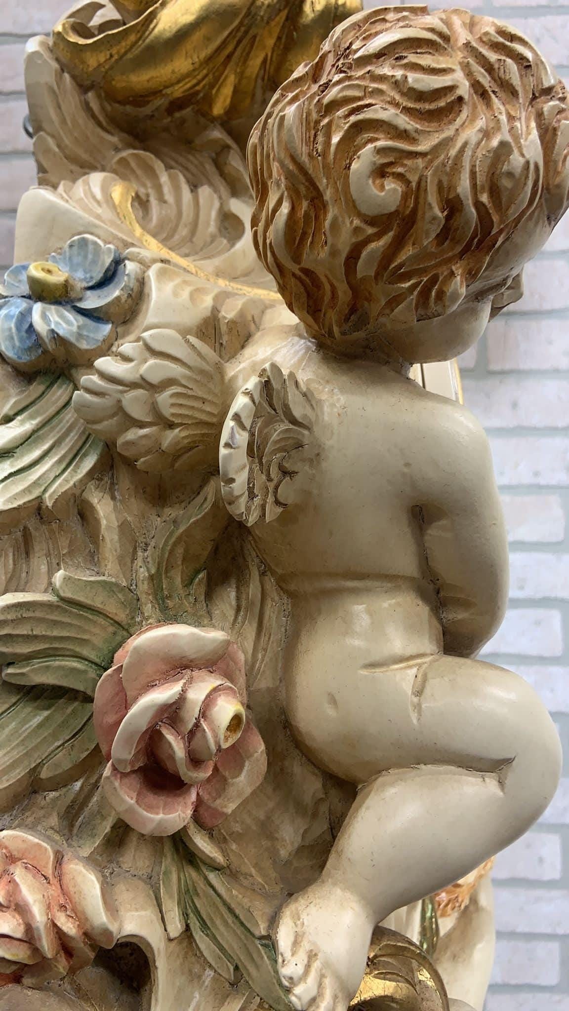 Vintage Italian Rococo Hand Carved and Painted Cherub/Angel Grandfathers Clock - 3