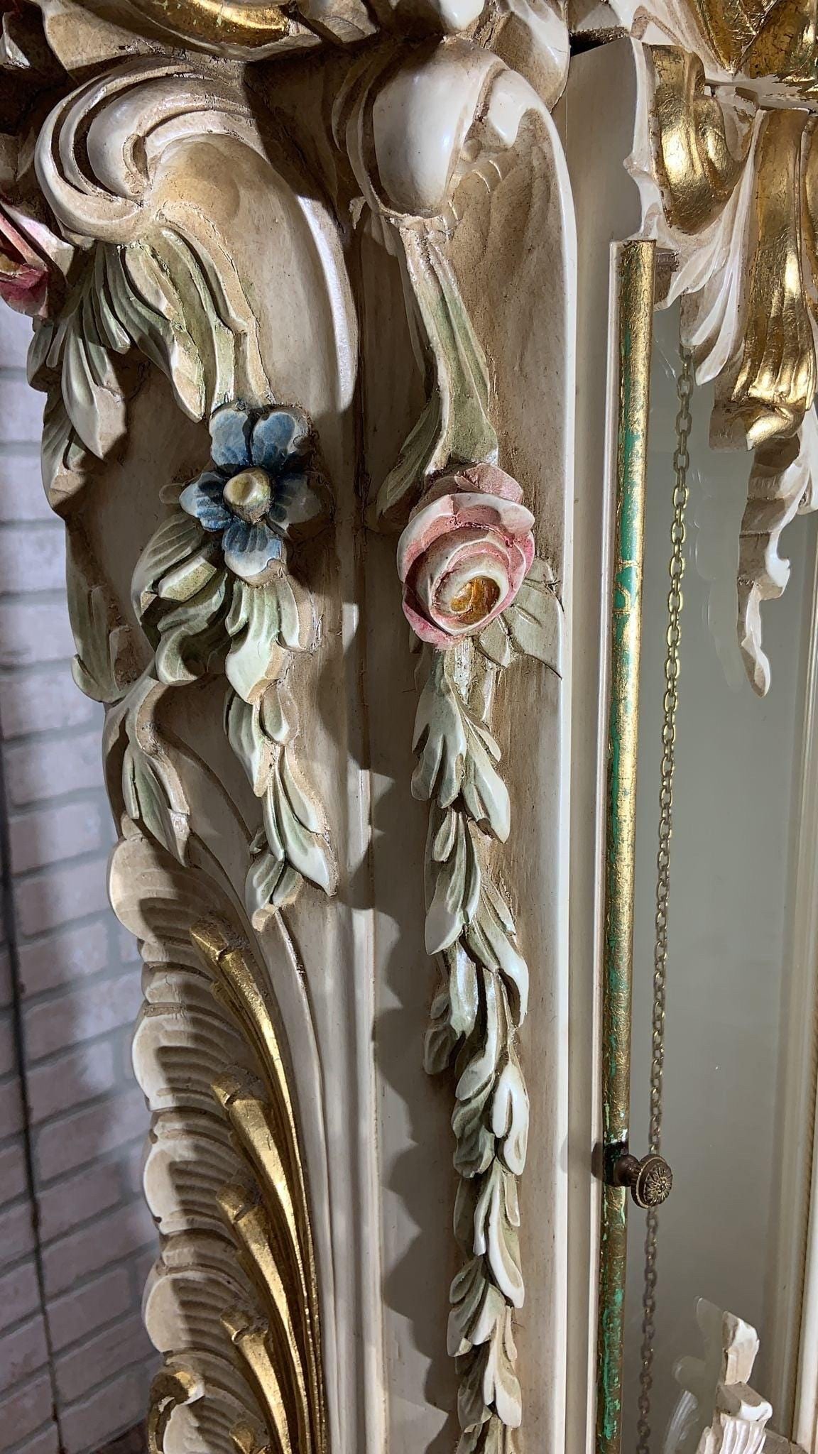 Vintage Italian Rococo Hand Carved and Painted Cherub/Angel Grandfathers Clock - 8