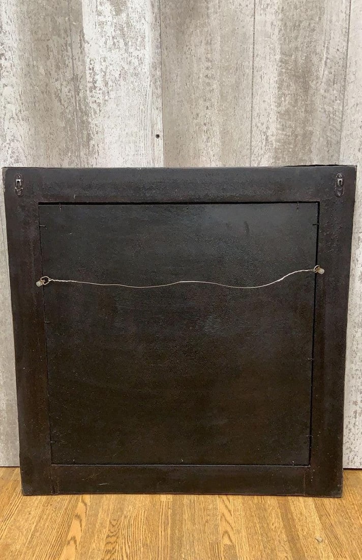 Vintage Chinese Red Linen Wrapped Wall Mirror - 7