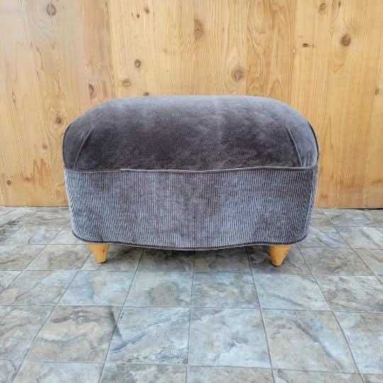 Art Deco Asymmetrical Channel Fan Back Lounge Chairs and Ottoman Newly Reupholstered - 3 Piece Set - 7