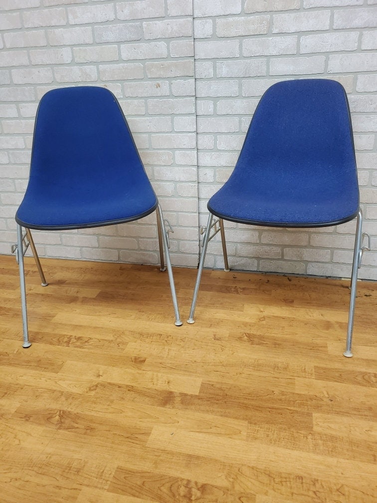Mid Century Modern Herman Miller Shell Dining Chairs in Blue - Set of 4 - 10
